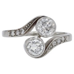 Art Deco Two Stone Diamond Toi Et Moi Engagement Ring