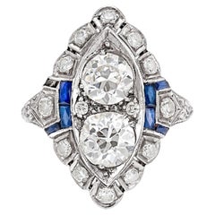 Art Deco Two Stone Dinner Ring