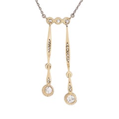 Art Deco Two-Stone Drop Diamond Necklace, circa 1920s