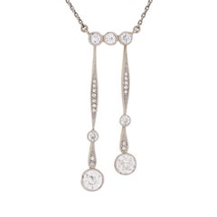 Art Deco Two-Stone Drop Diamond Necklace, circa 1920s