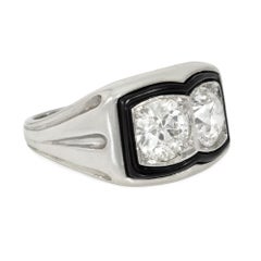 Art Deco two-stone enamel and diamond ring