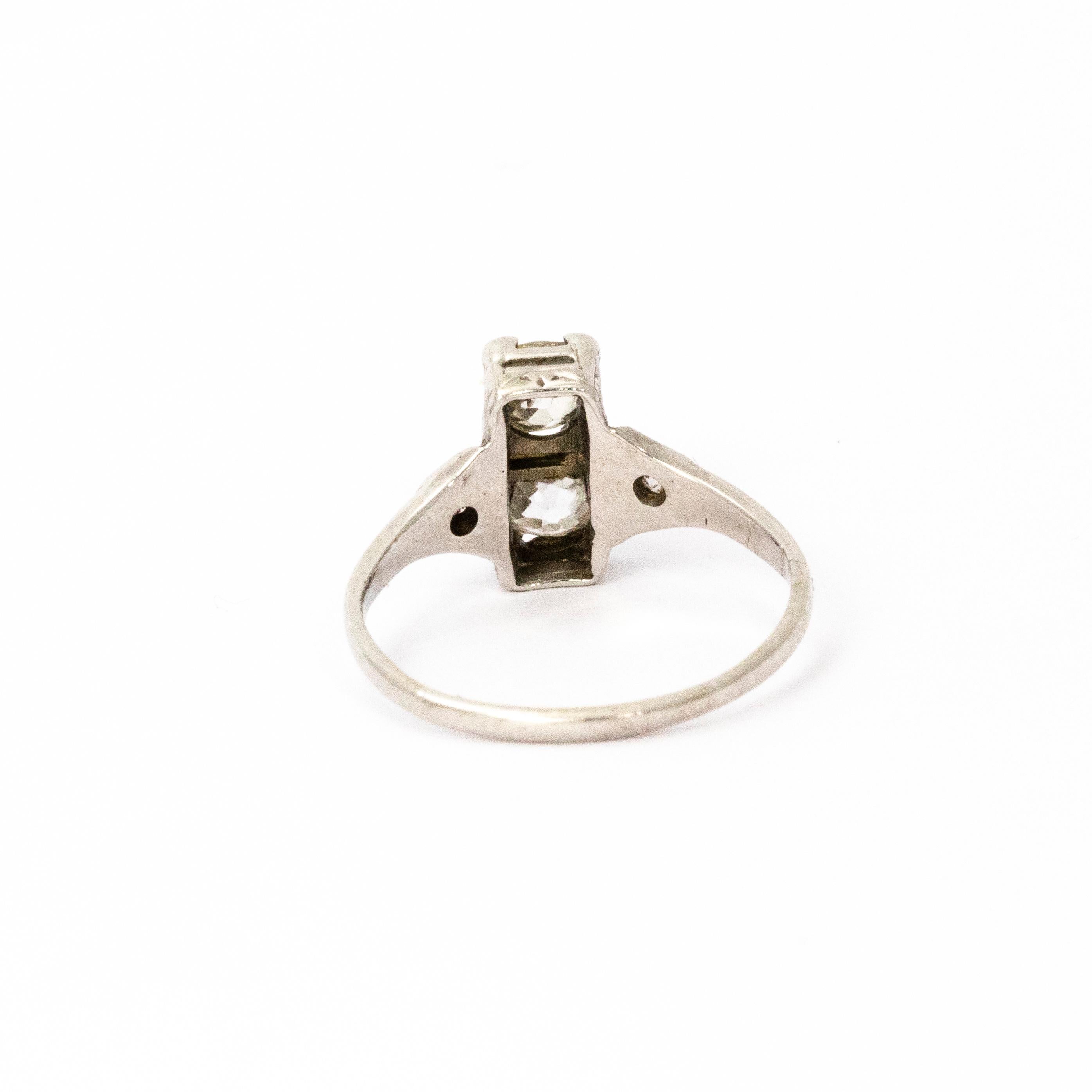 Art Deco Two-Stone Platinum Ring In Excellent Condition In Chipping Campden, GB