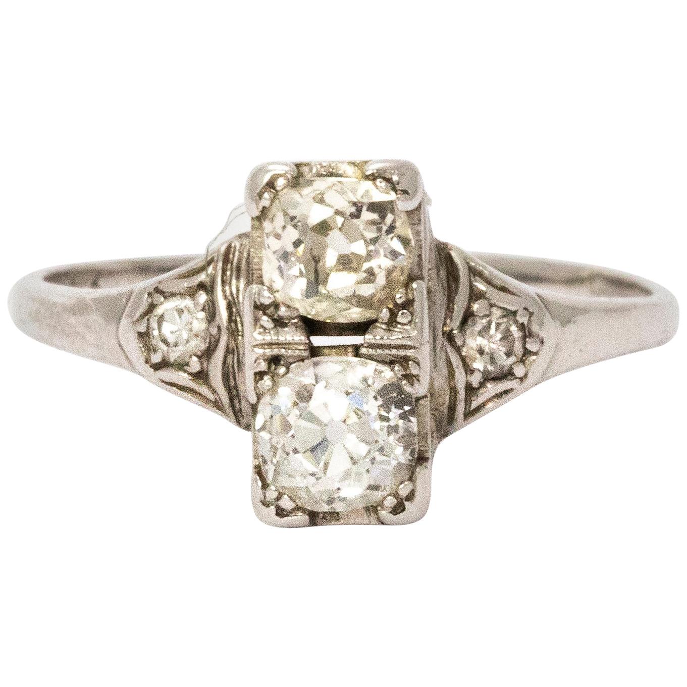 Art Deco Two-Stone Platinum Ring