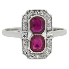 Art Deco Two-Stone Ruby and Diamond Ring