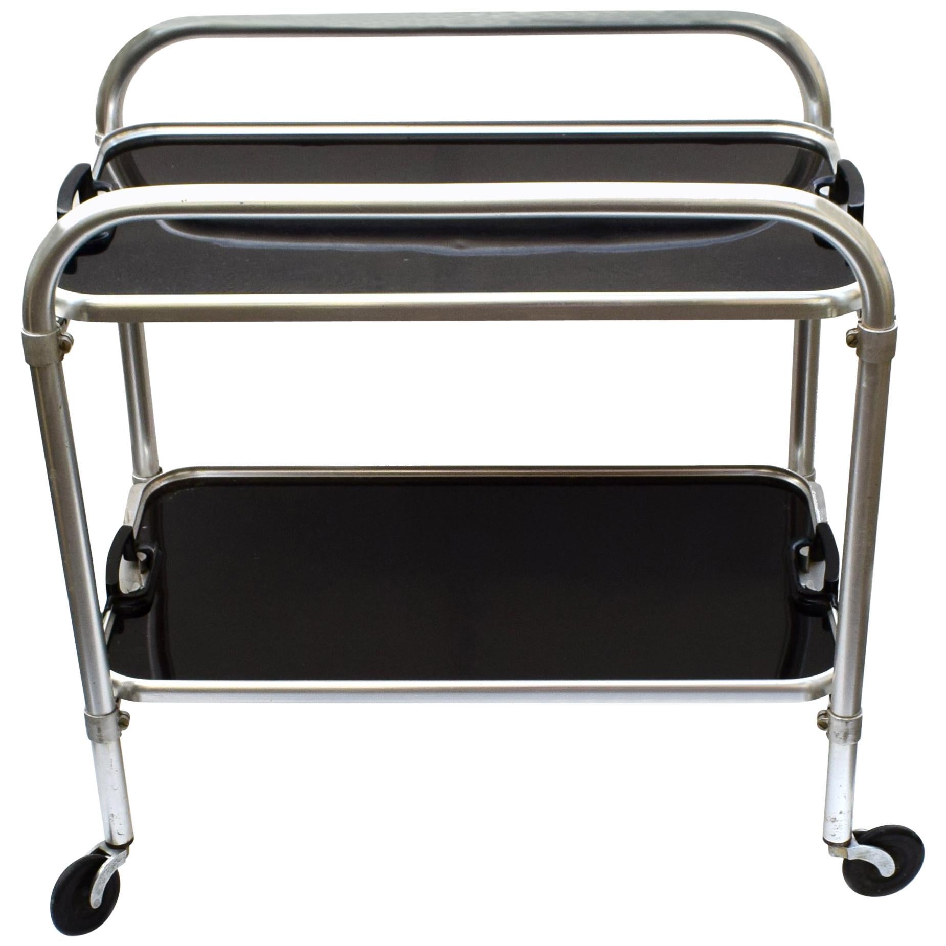 Art Deco Two-Tier Aluminium Hostess Bar Cart, circa 1930