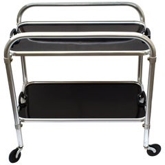 Carrito de bar Art Decó de dos pisos de aluminio para azafatas, circa 1930