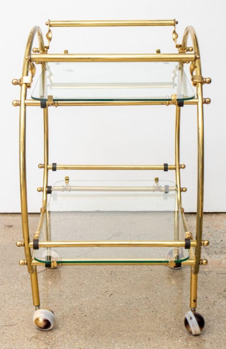 Art Deco Two-Tier Brass Circle Bar Cart 2