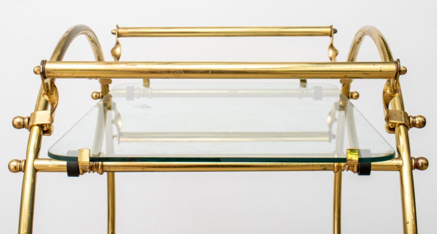 Art Deco Two-Tier Brass Circle Bar Cart 3