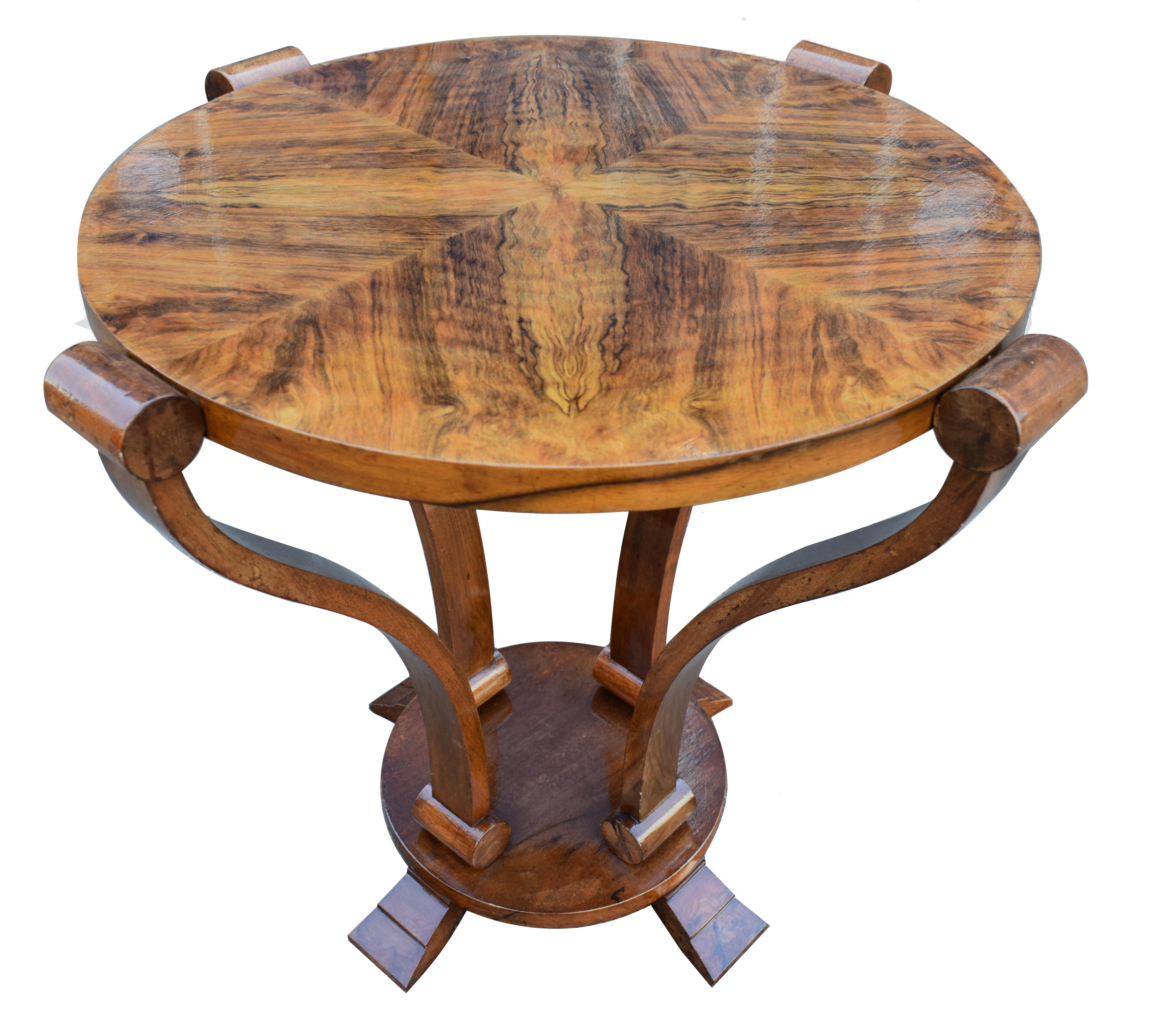 French Art Deco Two-Tier Centre Table in Figured Walnut, circa 1930