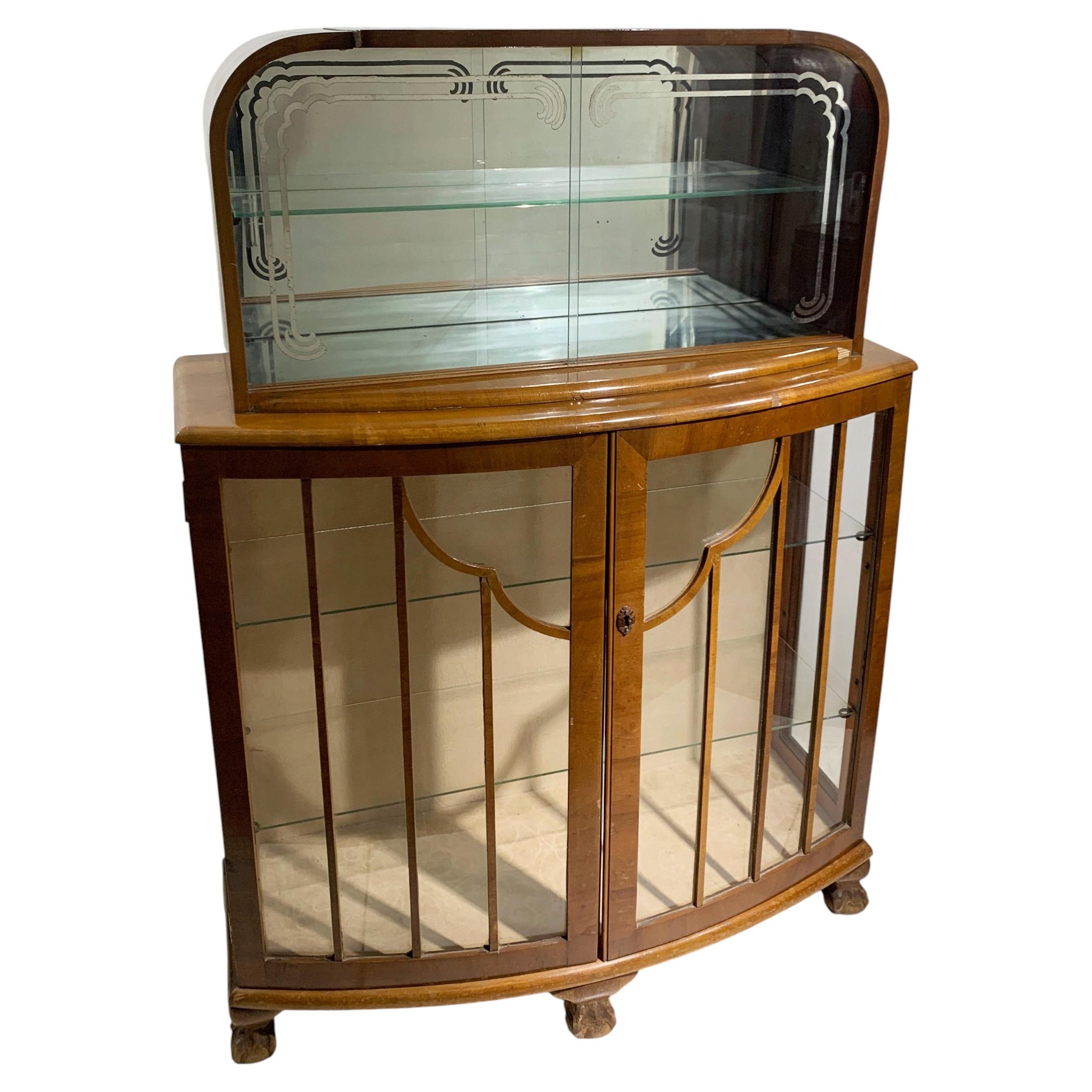 Art-déco-Vitrinen-/Cocktailschrank mit zwei Etagen, CIRCA 1930