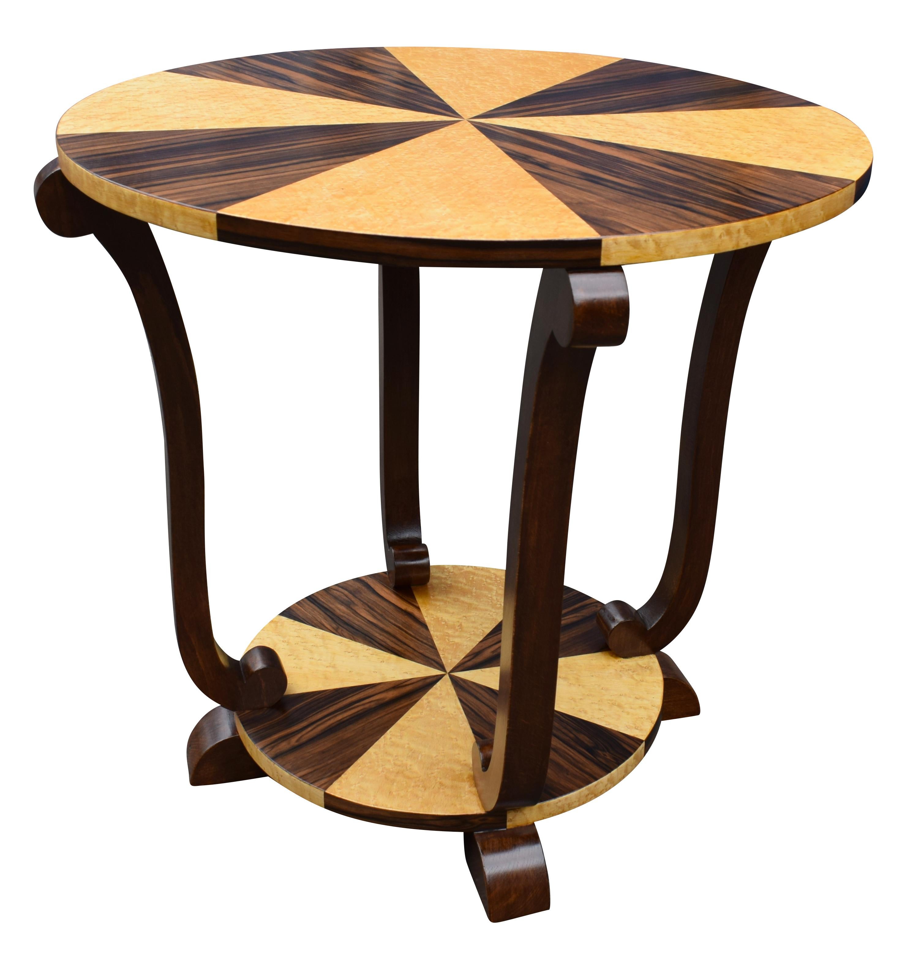 Art Deco Two-Tier French Centre Table in Walnut and Maple, circa 1930 2