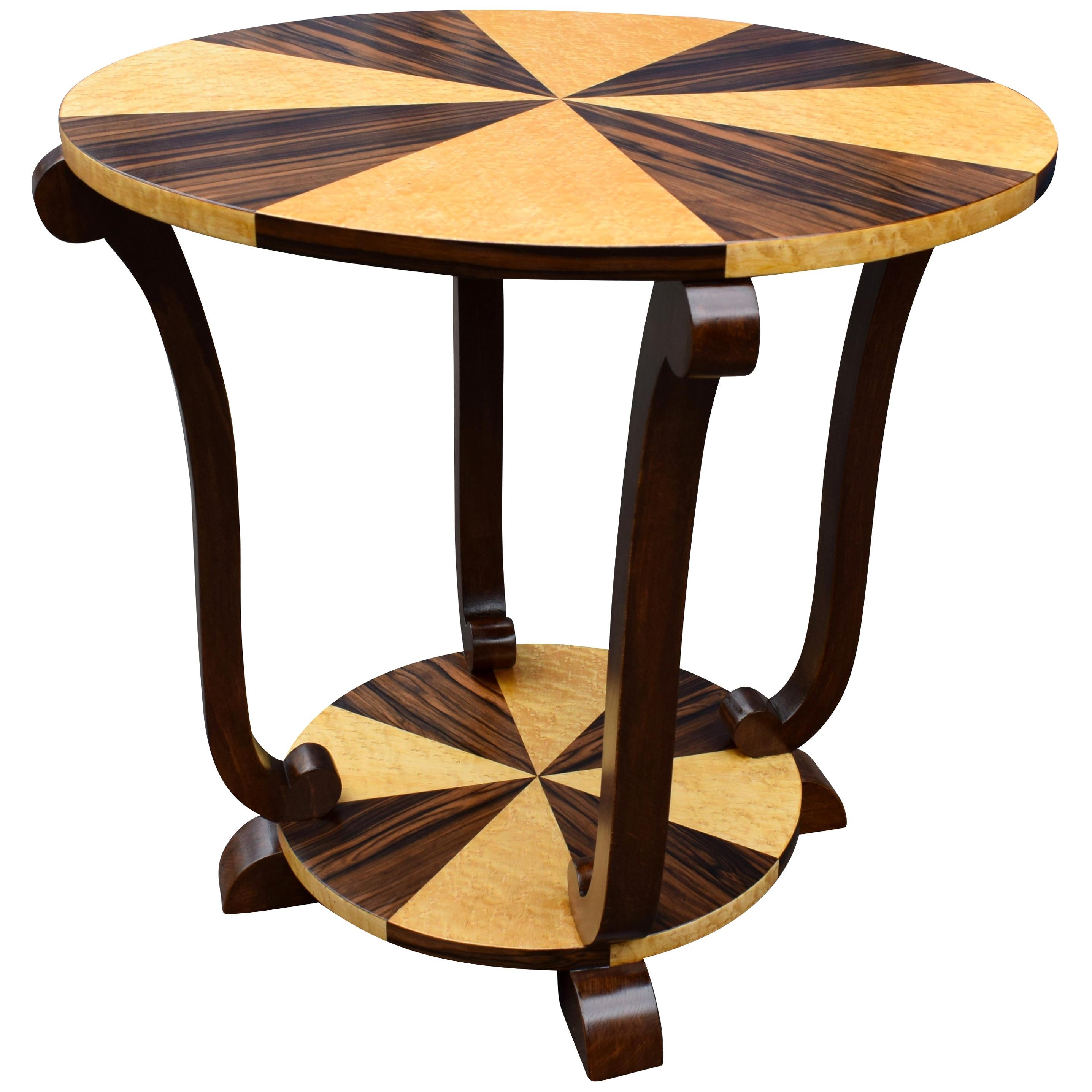 Art Deco Two-Tier French Centre Table in Walnut and Maple, circa 1930
