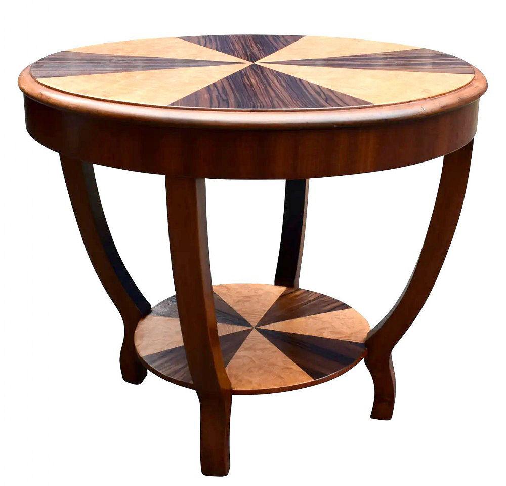 Art Deco Two-Tier Occasional Table in Walnut and Maple, c1930s In Excellent Condition In Devon, England
