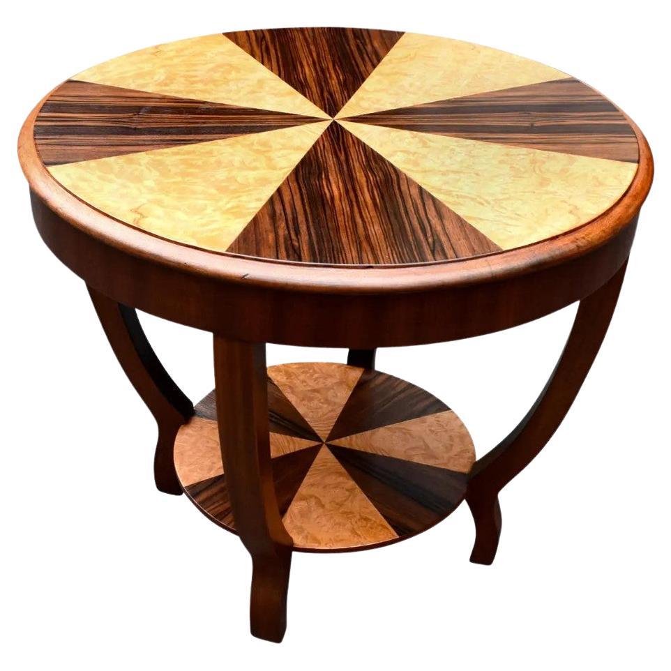 Art Deco Two-Tier Occasional Table in Walnut and Maple, c1930s