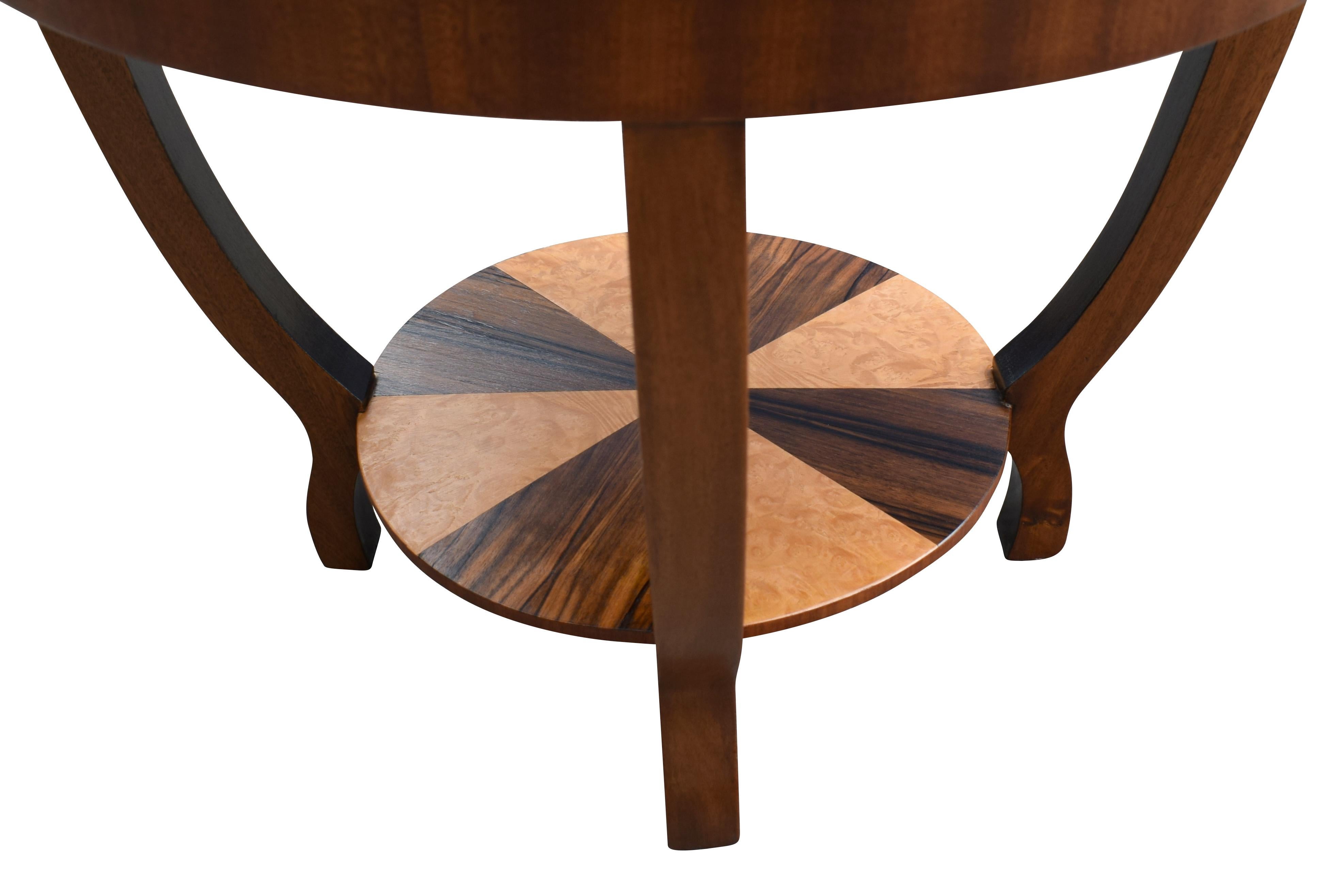 20th Century Art Deco Two-Tier Occasional Table in Walnut and Maple, circa 1930s