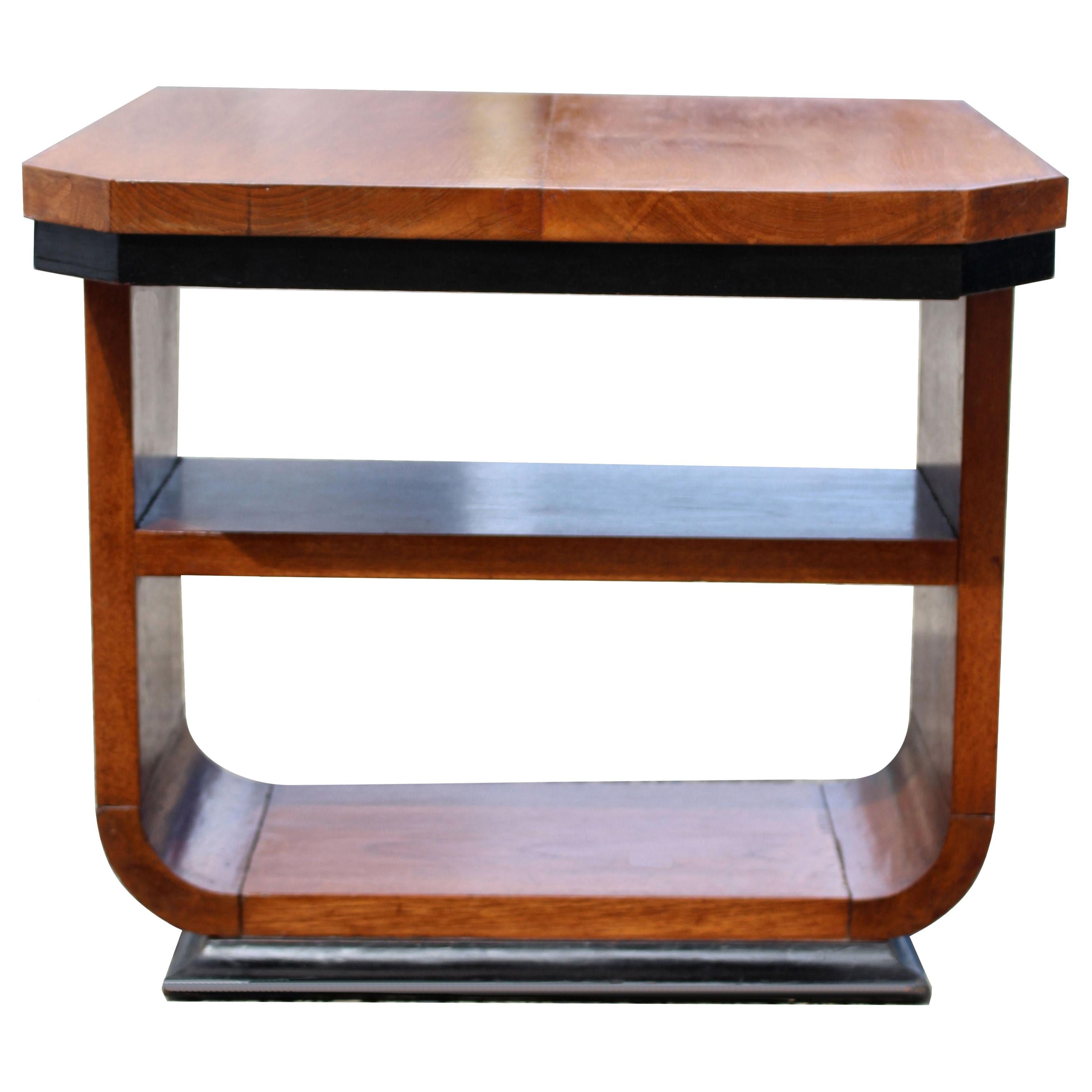Art Deco Two Tier U Base Occasional Table, c1930