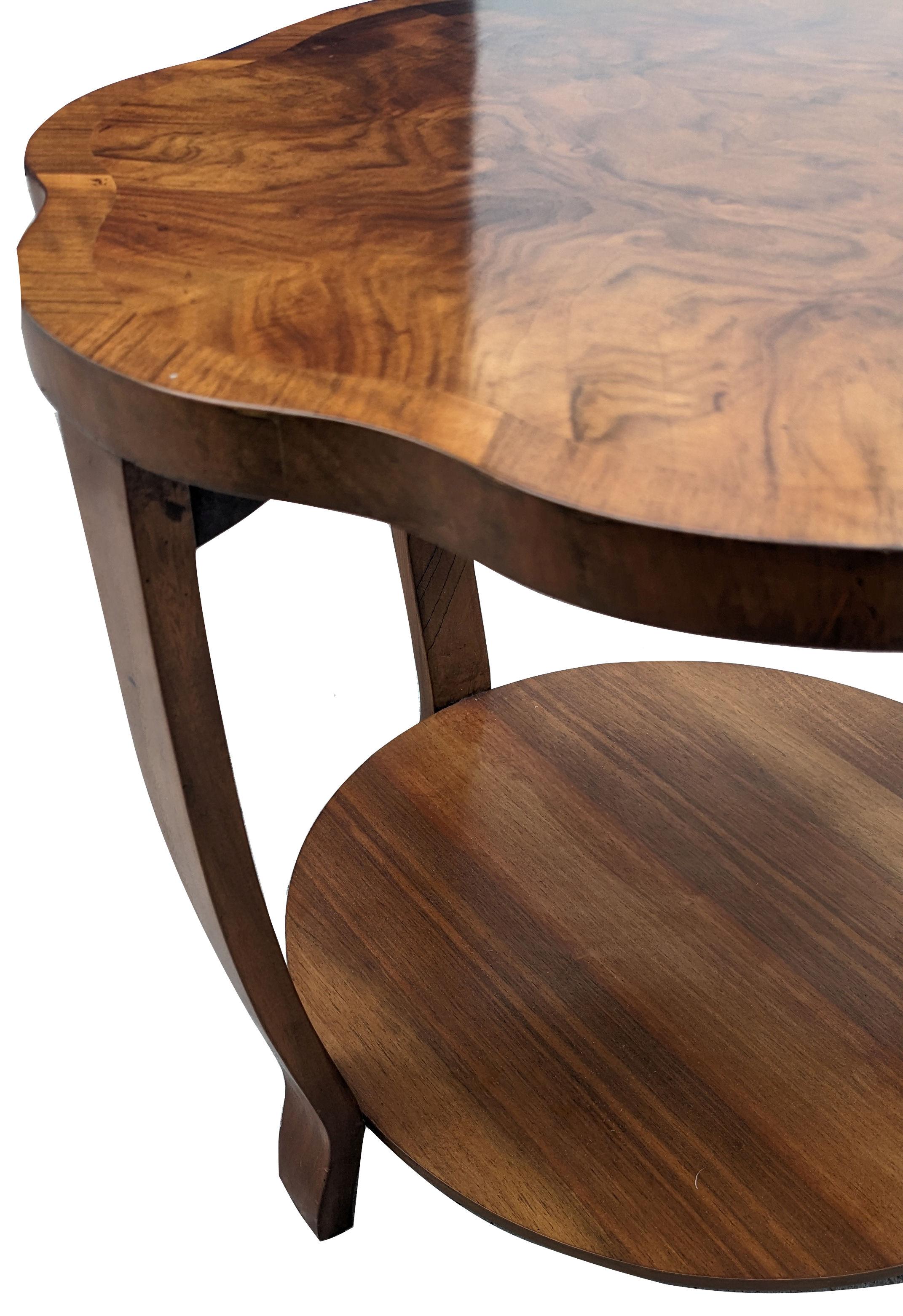 Art Deco Two Tier Walnut Coffee Table, English, c1930 1