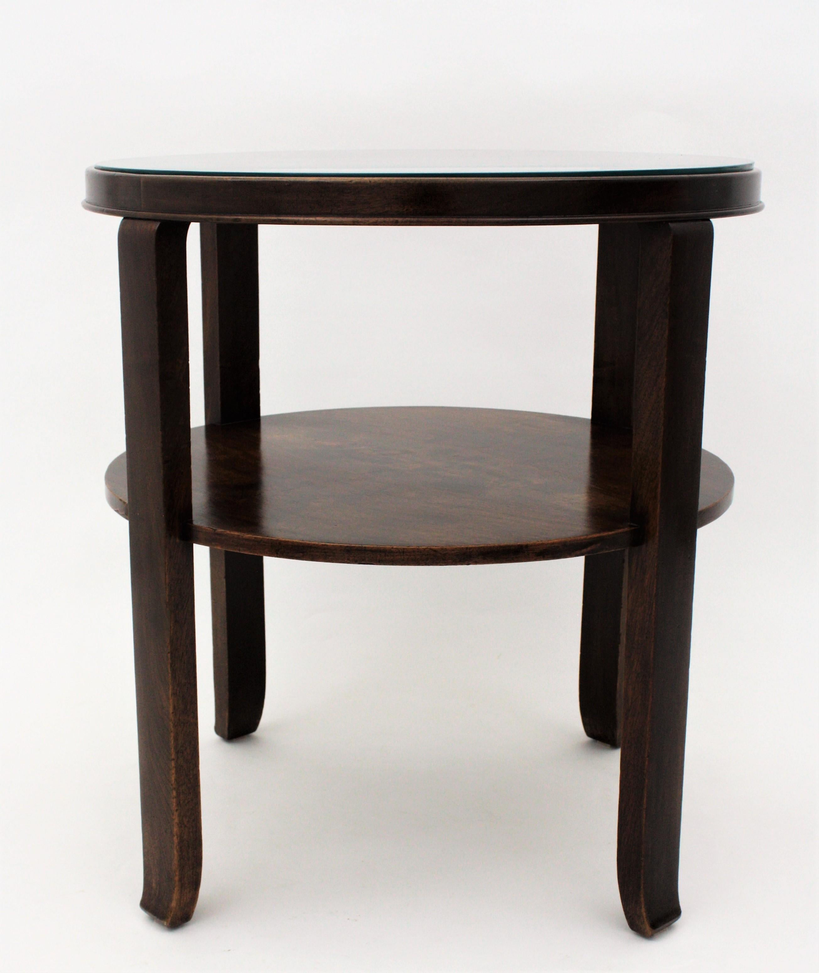 French Art Deco Two Level Coffee Table / Side Table in Walnut For Sale 4