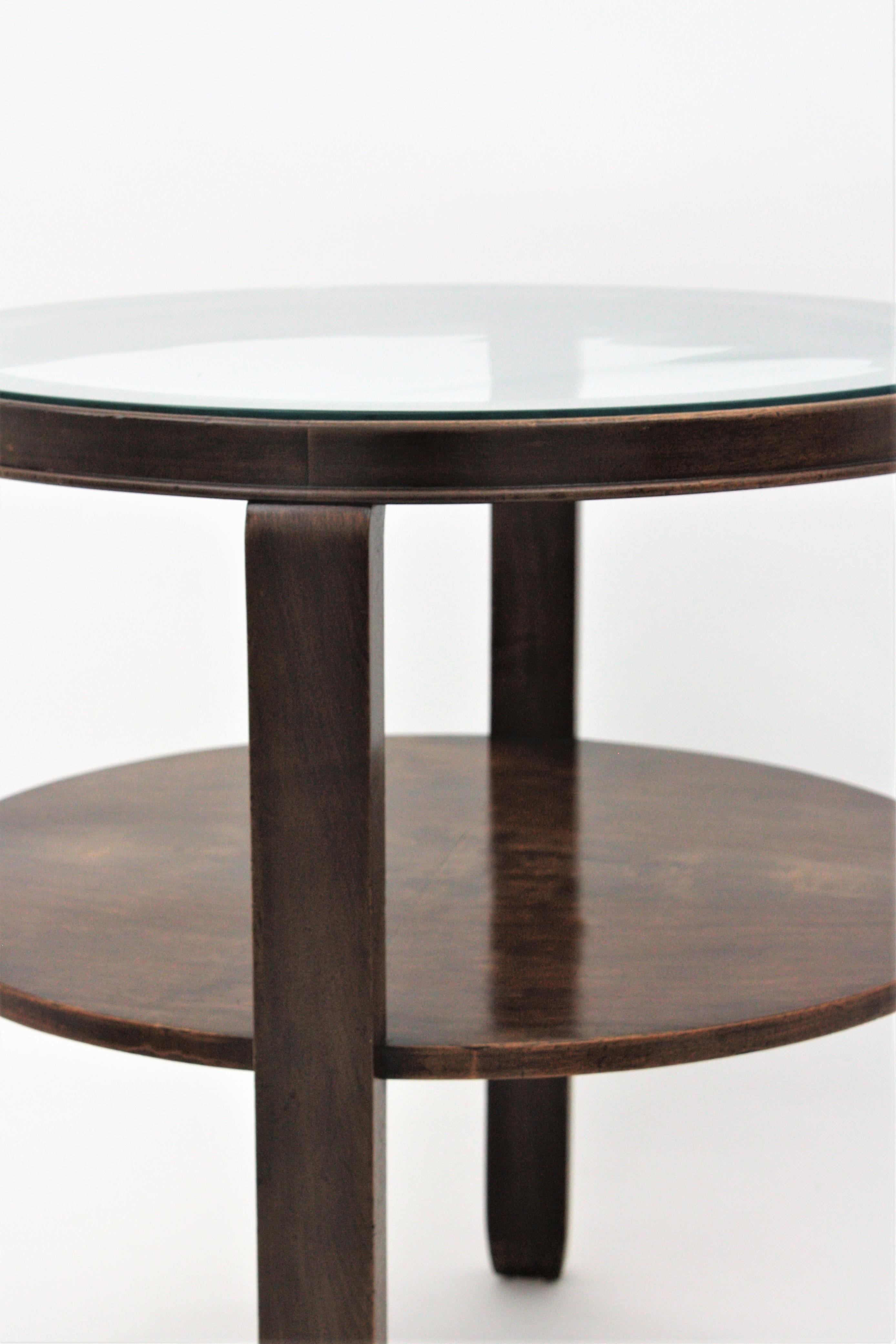 Art Deco Coffee Table in Walnut with Glass Top, France For Sale 7