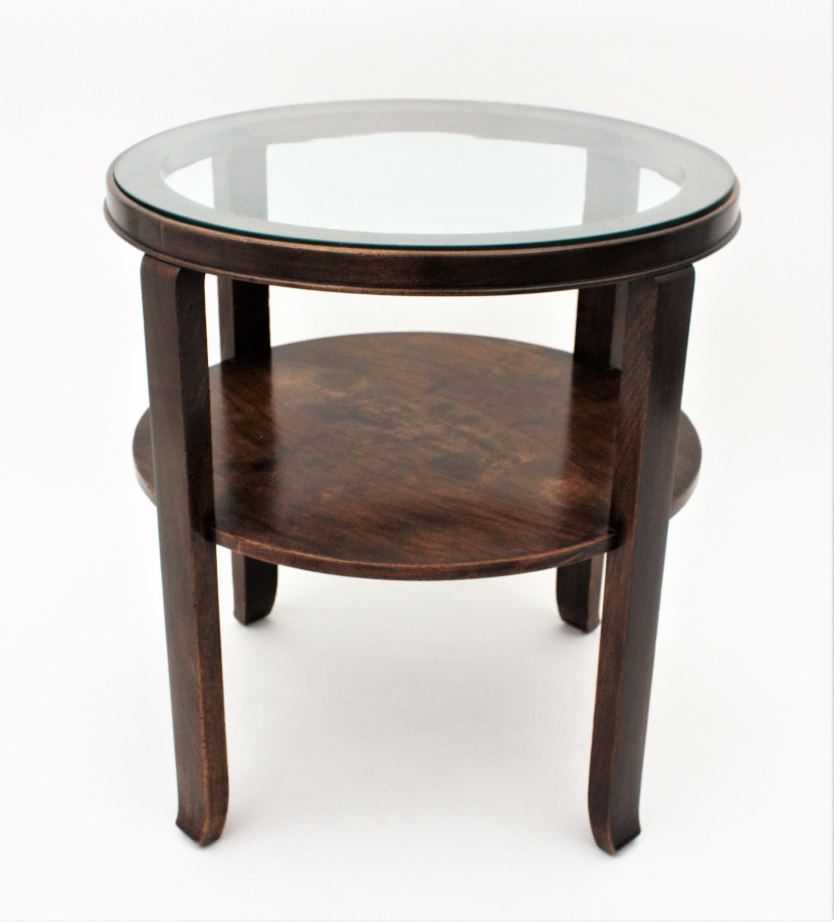 French Art Deco Two Level Coffee Table / Side Table in Walnut For Sale 1