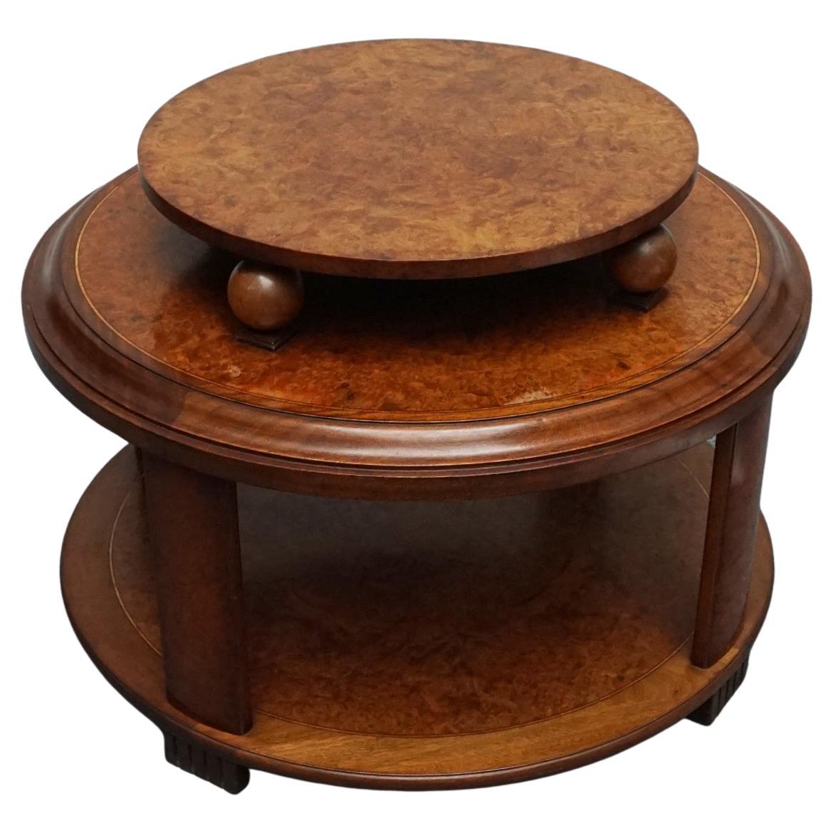 Art Deco Two-Tiered Centre/Coffee Table in Burr and Figured Walnut, Circa 1935 For Sale