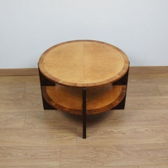 Mesa de centro Art Déco de dos niveles, de abedul satinado y nogal