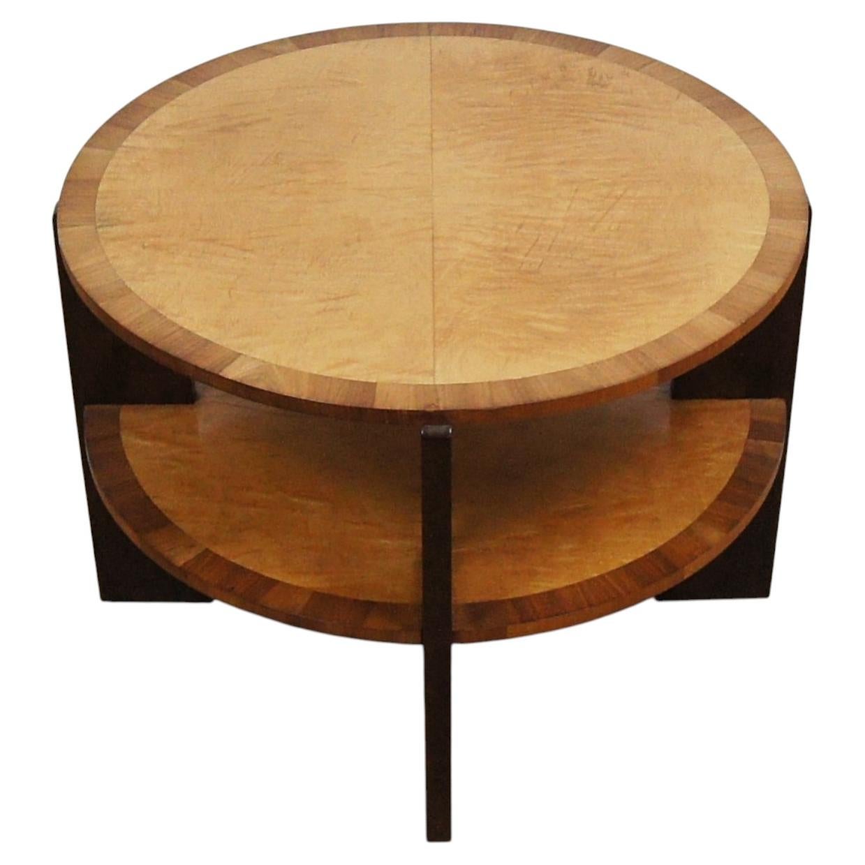 Art Deco Two Tiered Coffee Table Satin Birch and Walnut