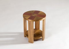 Table d'appoint Art déco à deux niveaux en marqueterie de paille par André Groult, France, c. 1928