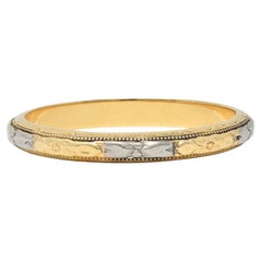 Art Deco Two-Tone 14 Karat Gold Vintage Orange Blossom Wedding Band Ring