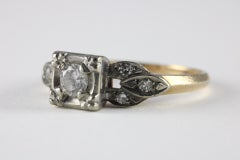 Art Deco Two-Tone 14K Gold Diamond Ring