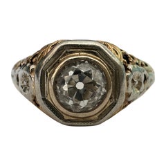 Art Deco Two Tone Diamond Solitaire Engagement Ring