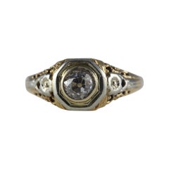 Art Deco Two Tone Diamond Solitaire Engagement Ring