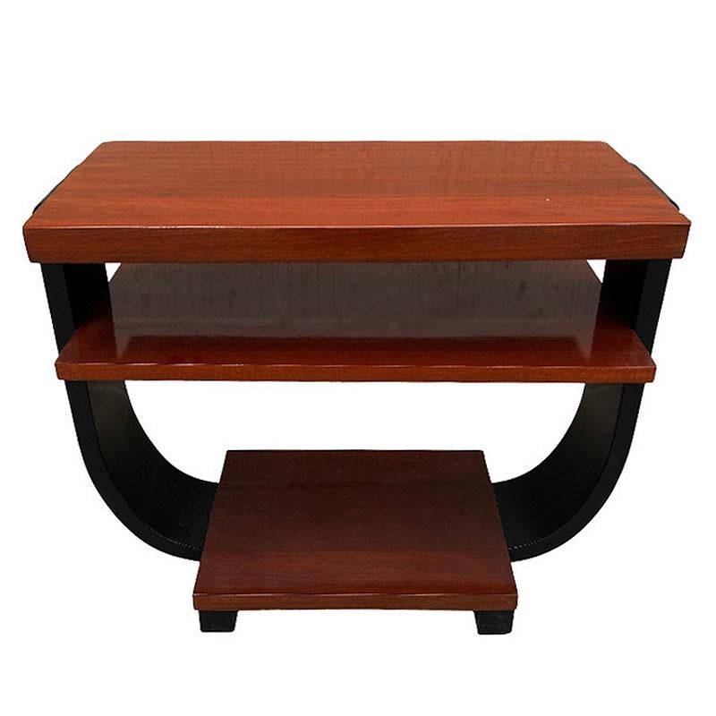 American Art Deco Two-Tone Geometric Side Tables by Gilbert Rohde for Brown Saltman, Pair