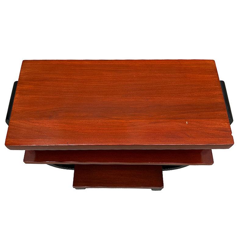 Wood Art Deco Two-Tone Geometric Side Tables by Gilbert Rohde for Brown Saltman, Pair