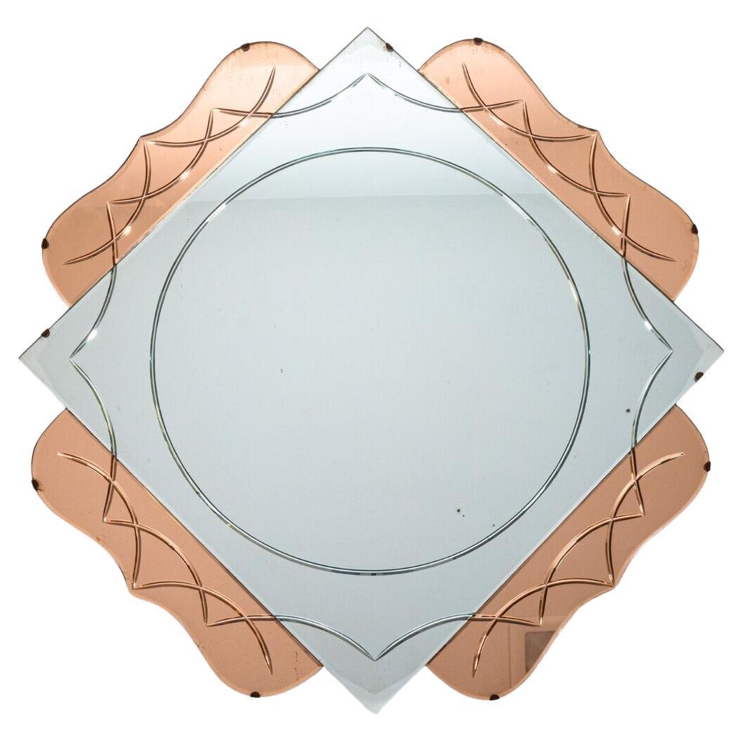 Art Deco Two Tone Pink Hanging Mirror For Sale