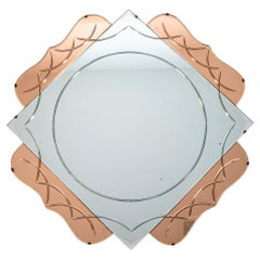 Art Deco Two Tone Pink Hanging Mirror