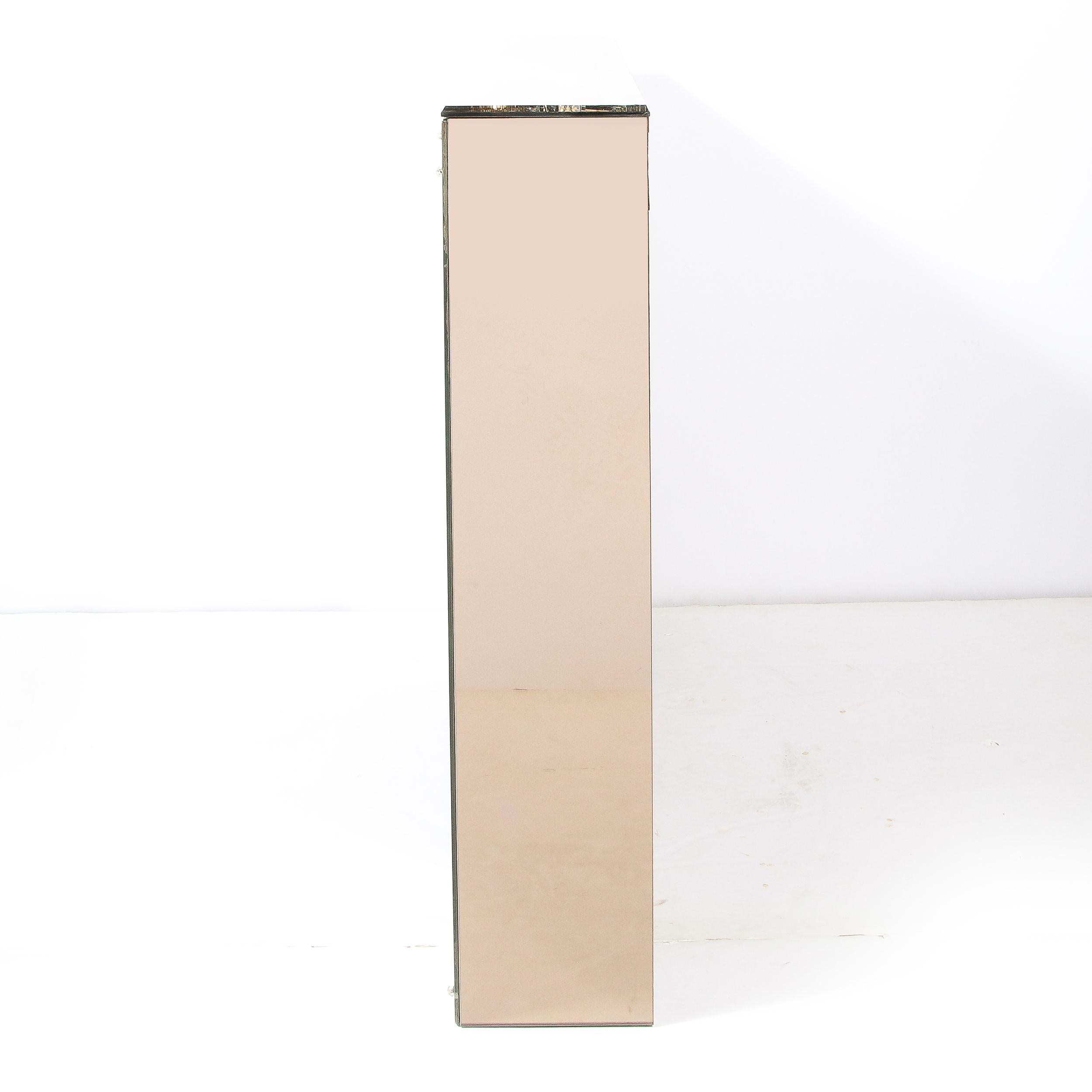 Cheminée Art Déco en miroir bicolore et bronze avec fleurons en cristal en vente 2