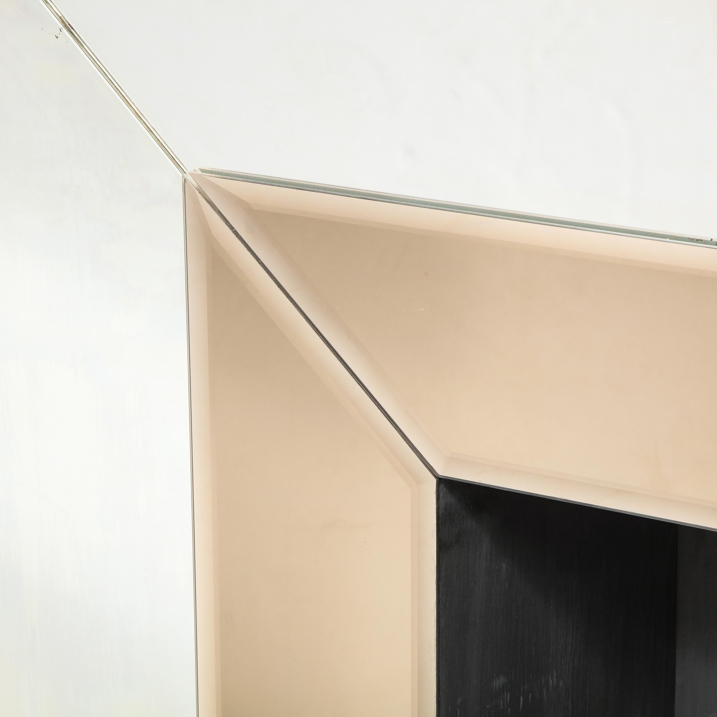 Verre Cheminée Art Déco en miroir bicolore et bronze avec fleurons en cristal en vente