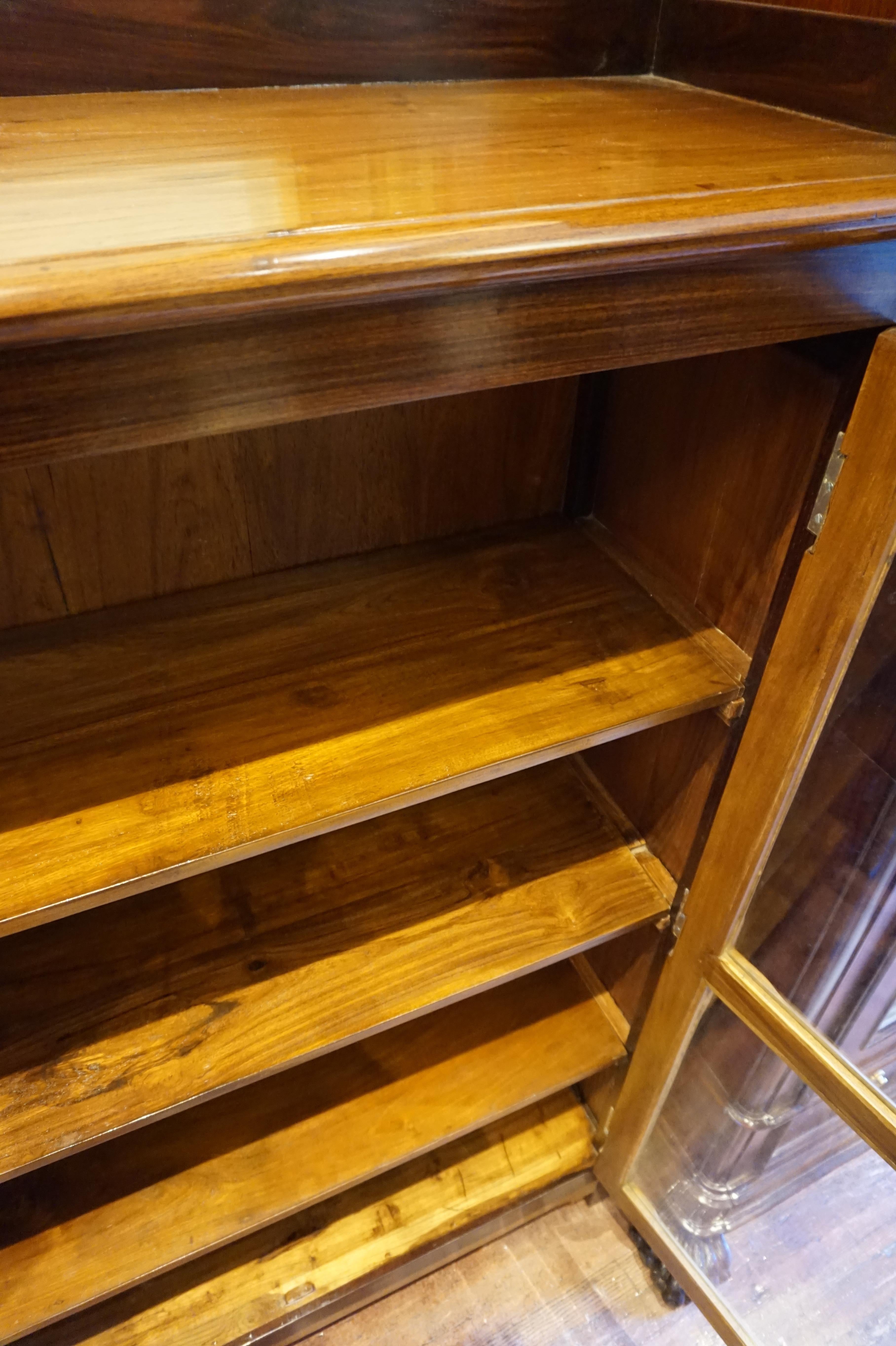 Art Deco Two Tone Solid Teak & Rosewood Showcase Cum Bookcase Cabinet For Sale 9