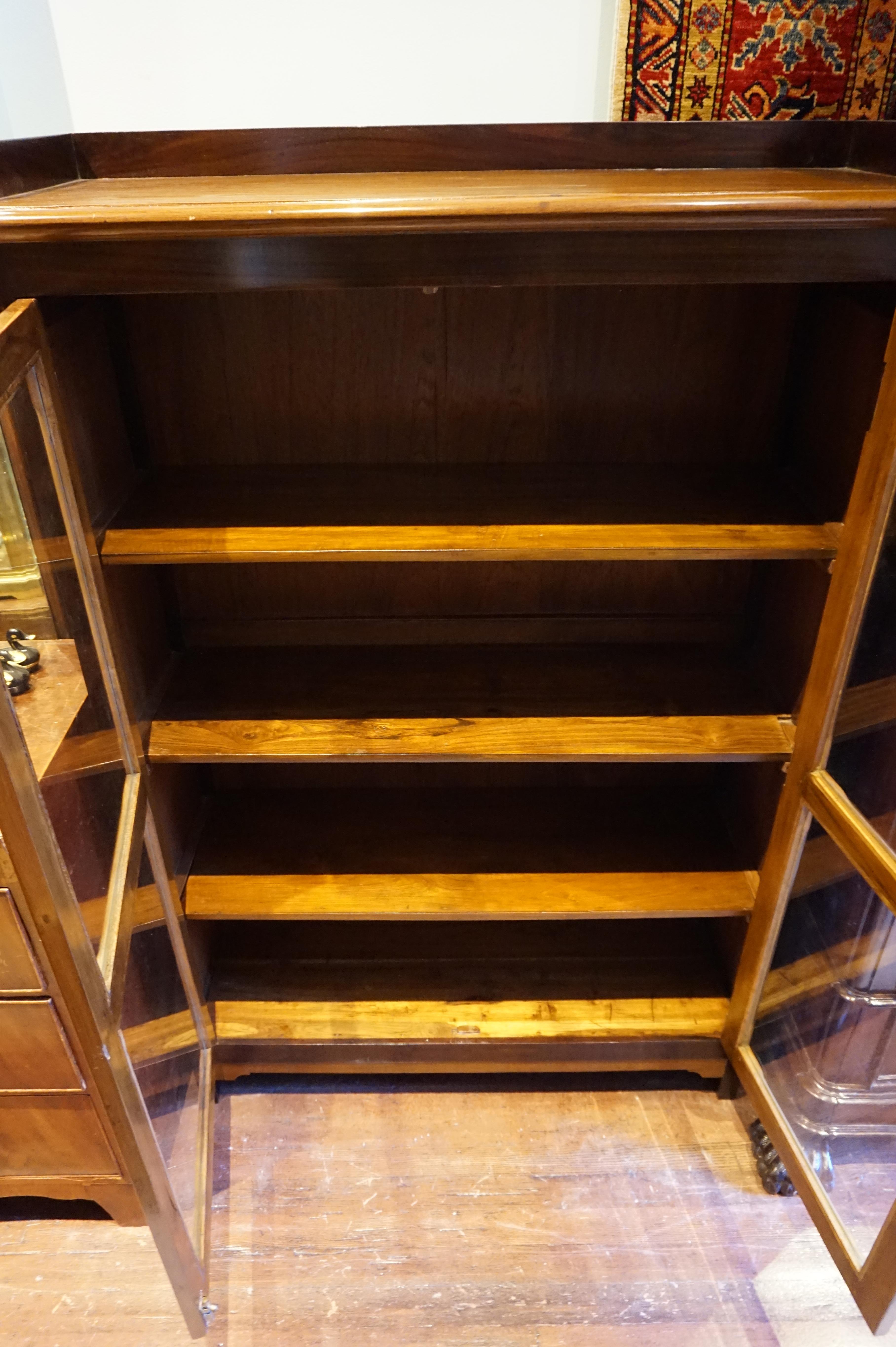 Art Deco Two Tone Solid Teak & Rosewood Showcase Cum Bookcase Cabinet For Sale 11