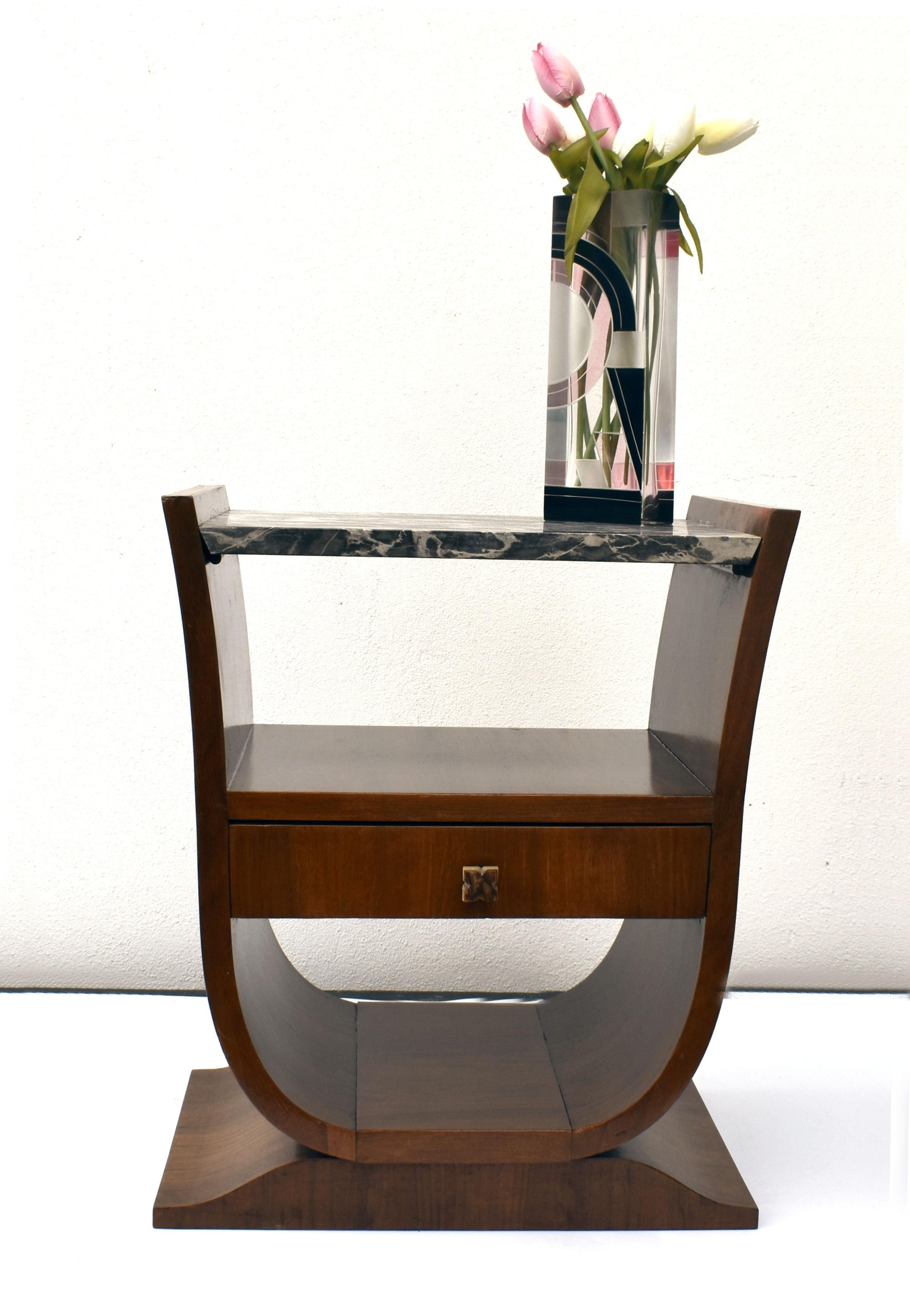 Art Deco U Base Occasional Side Table, French, c1930 1