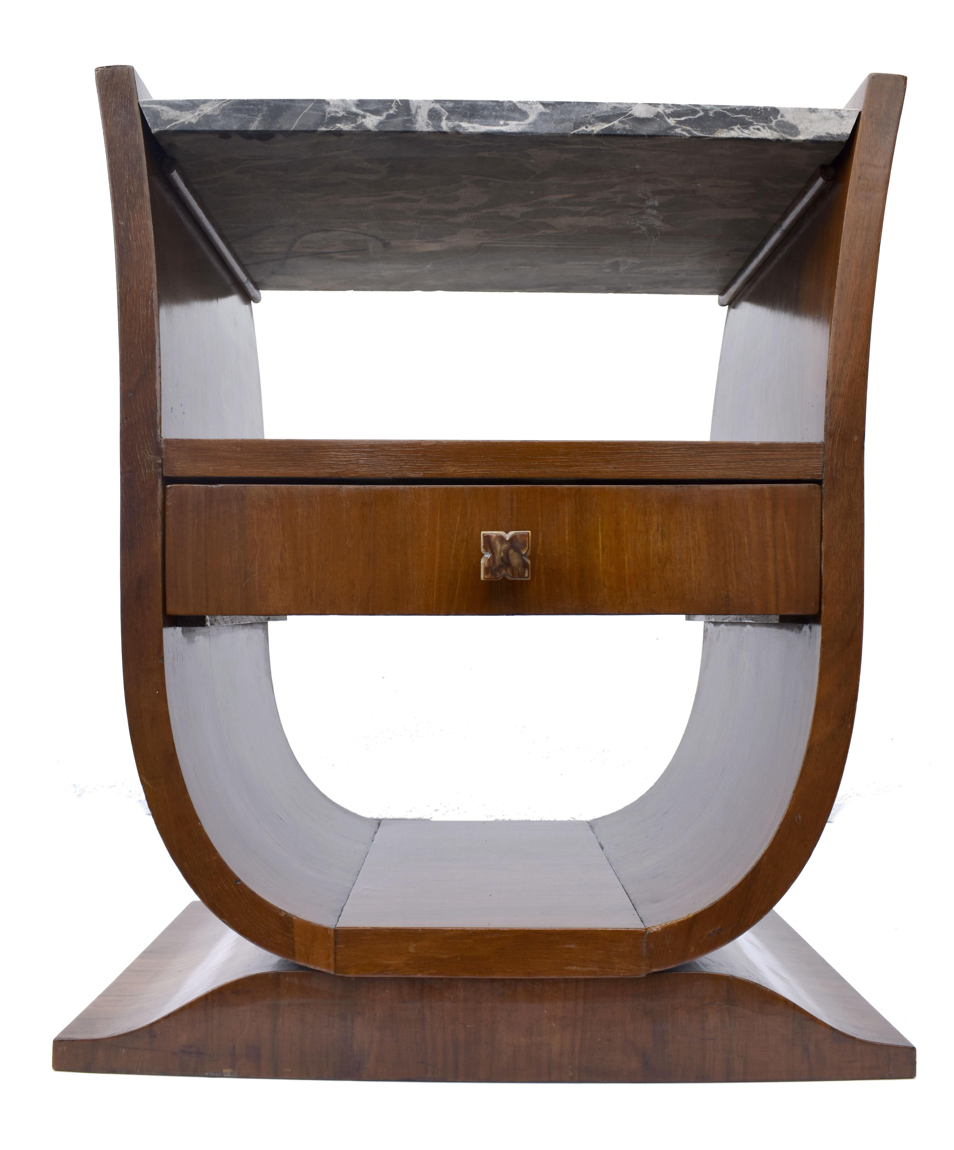 Art Deco U Base Occasional Side Table, French, c1930 4