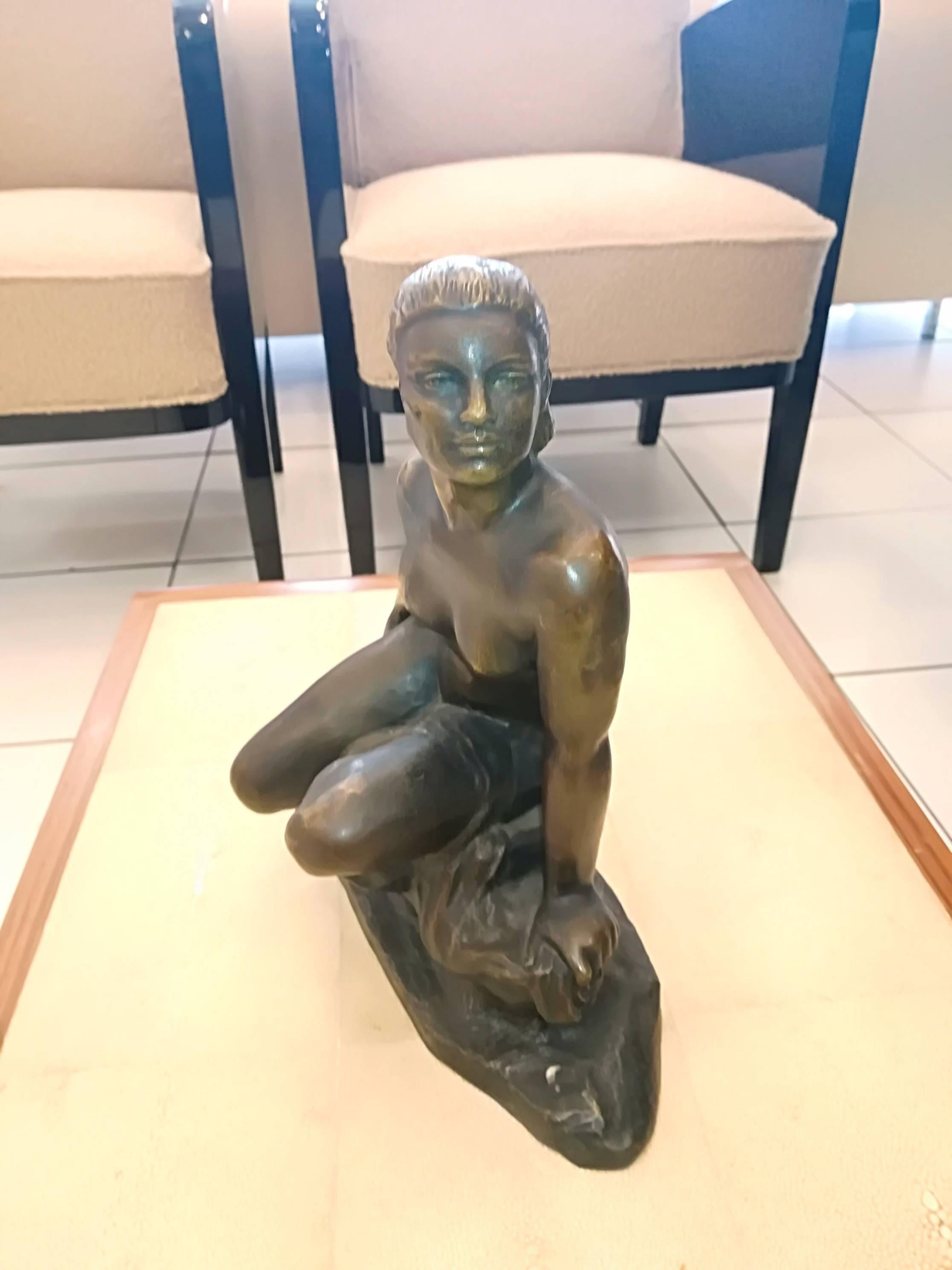 French Art Deco Ugo Cipriani Bronze Sculpture, circa 1930