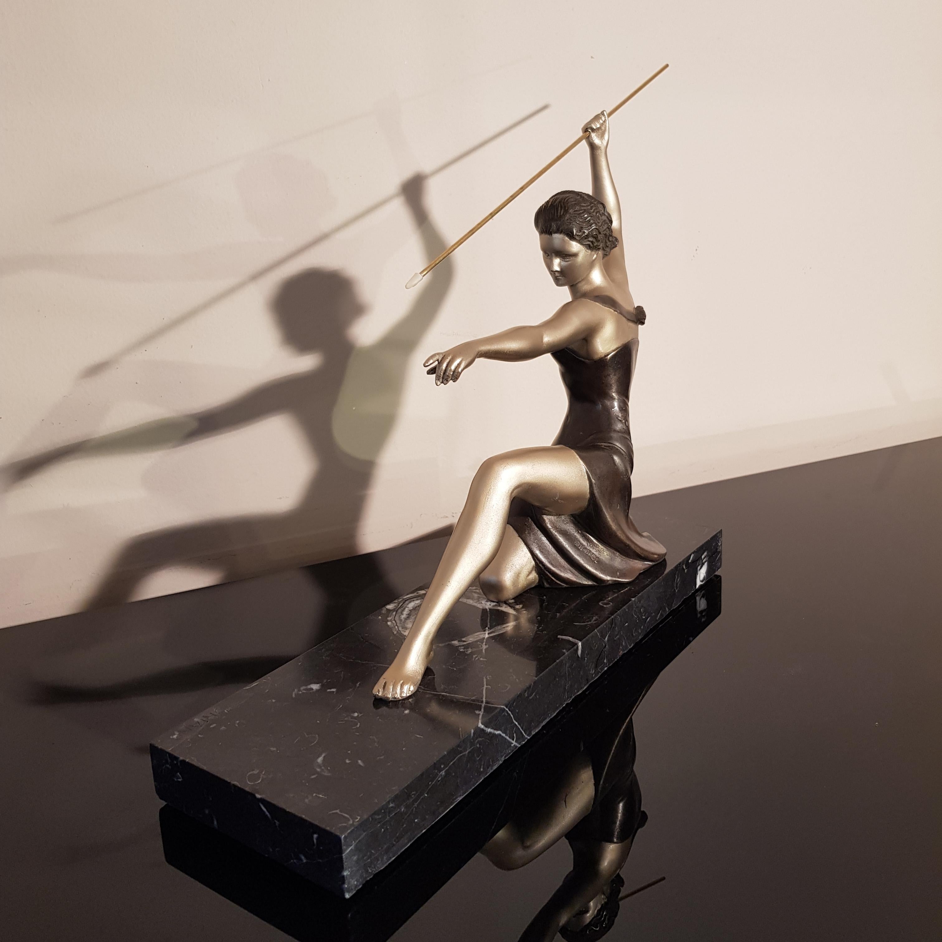 Art Deco Ugo Cipriani Uriano Diana the Huntress Bronze Sculpture 5
