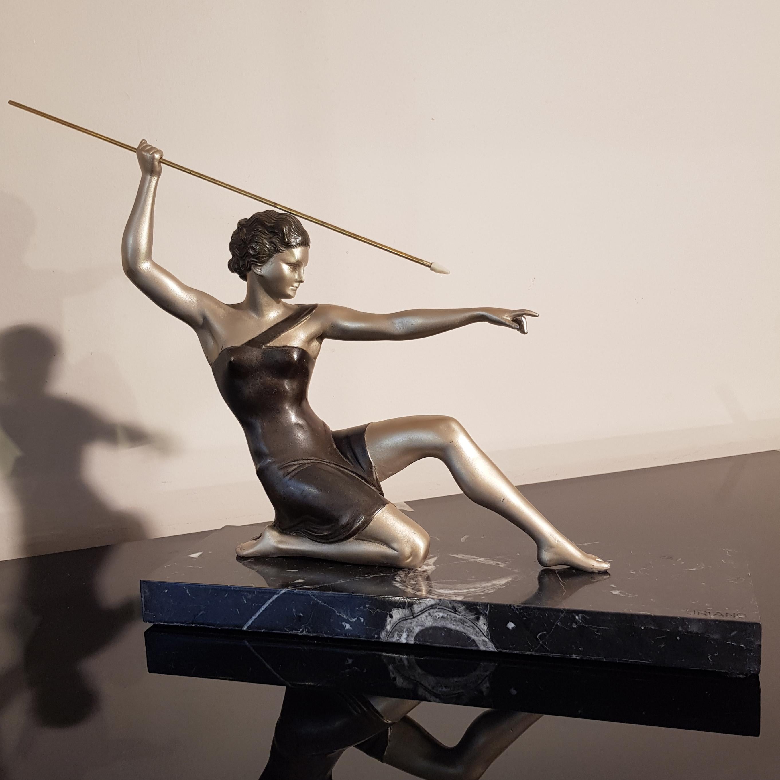 Art Deco Ugo Cipriani Uriano Diana the Huntress Bronze Sculpture 6