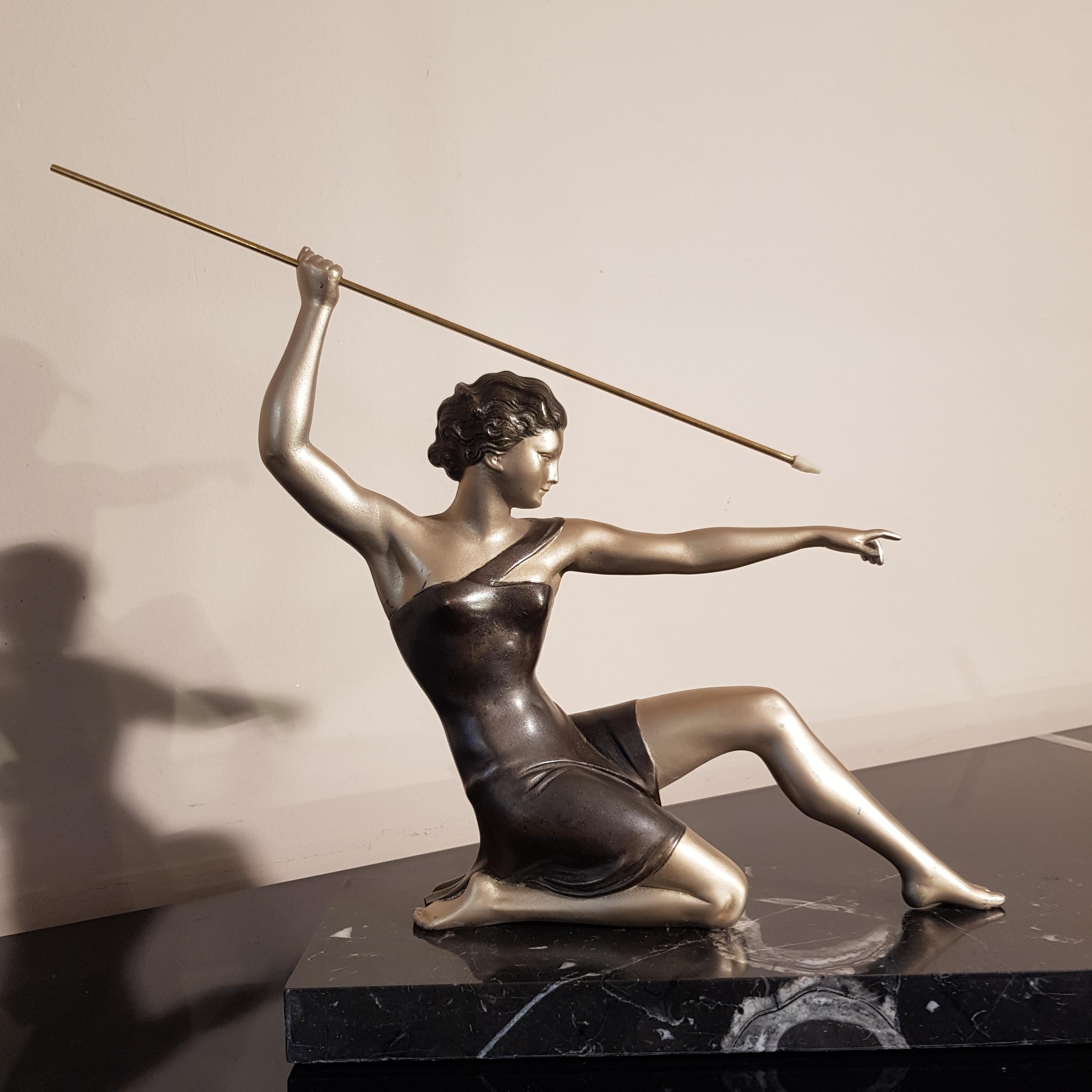 Art Deco Ugo Cipriani Uriano Diana the Huntress Bronze Sculpture 2