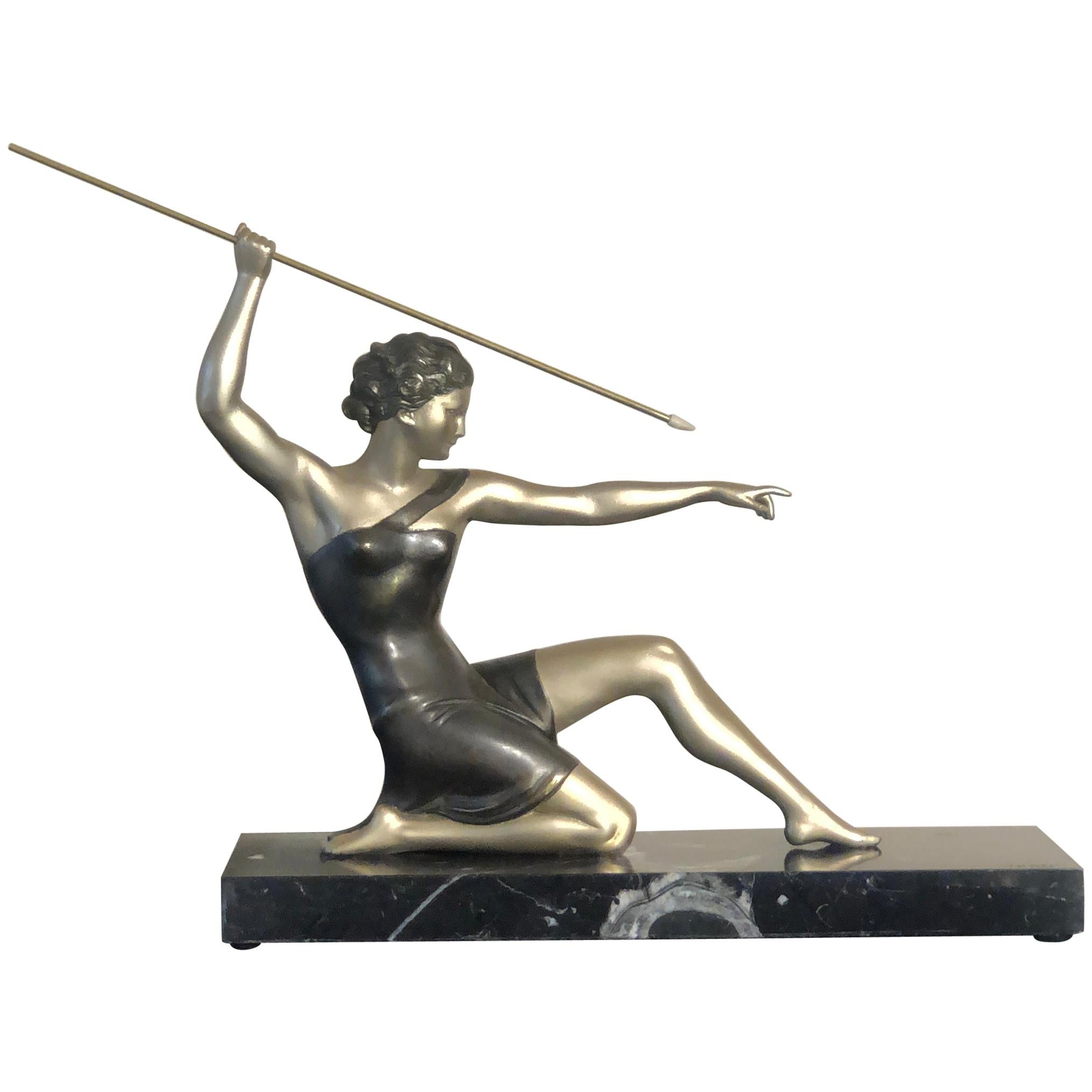 Art Deco Ugo Cipriani Uriano Diana the Huntress Bronze Sculpture