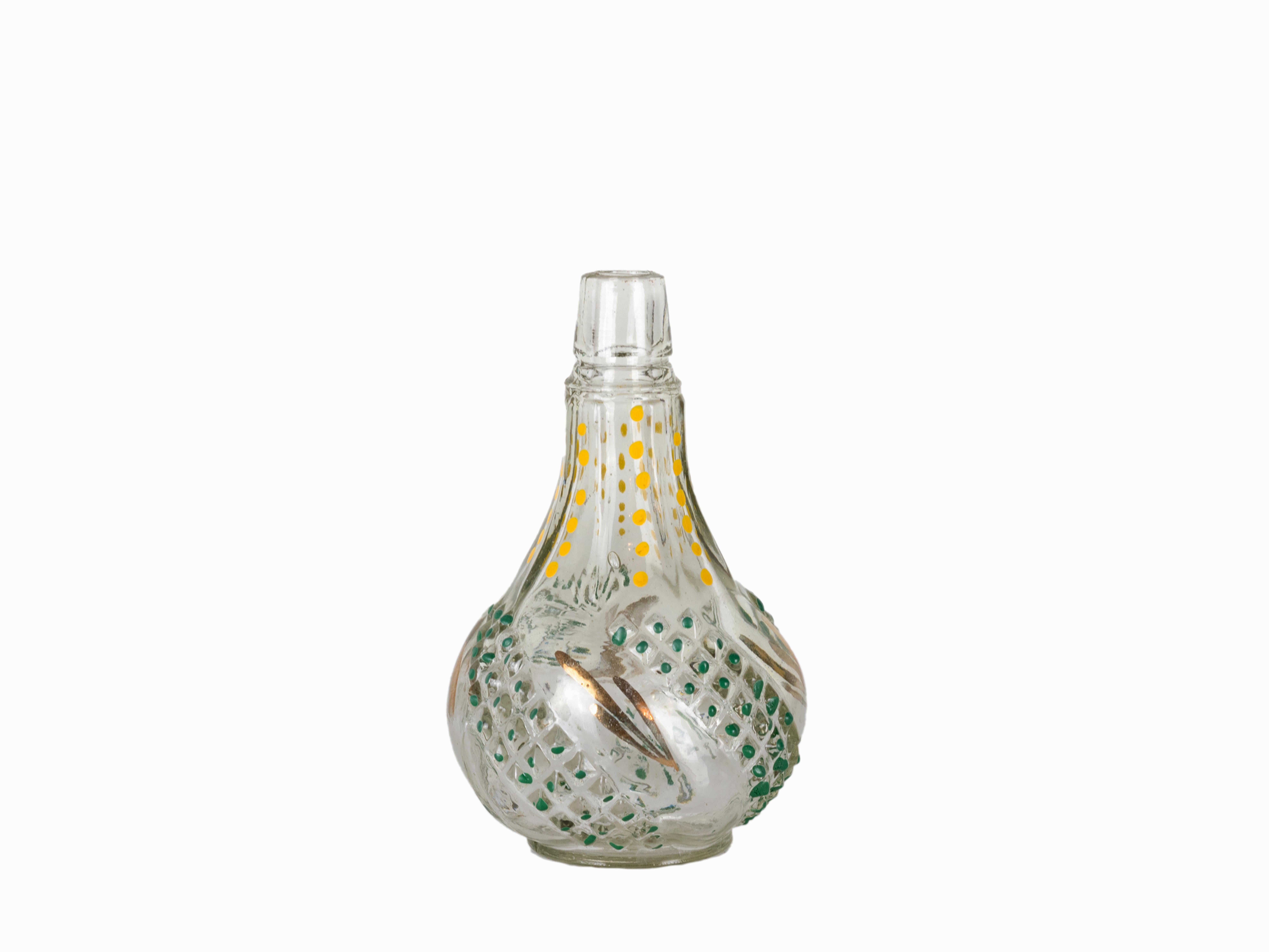 Ein mehrfarbiges Parfümverdampfer-Flaschenglas  mit detailliertem Blumendesign. 
Hat nur den Glasteil mit der Marke 