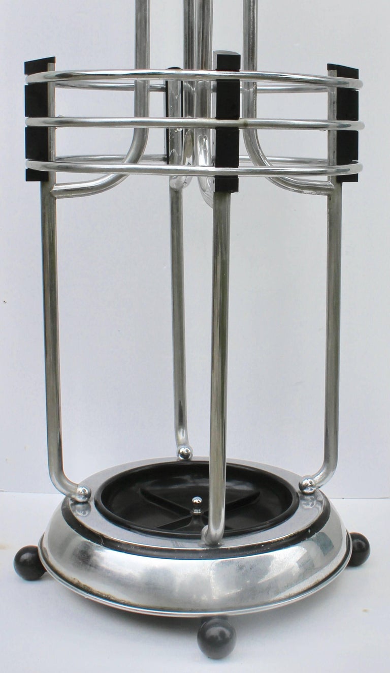 Art Deco Umbrella Planter Stand from a Movie Theatre Vintage Chrome and