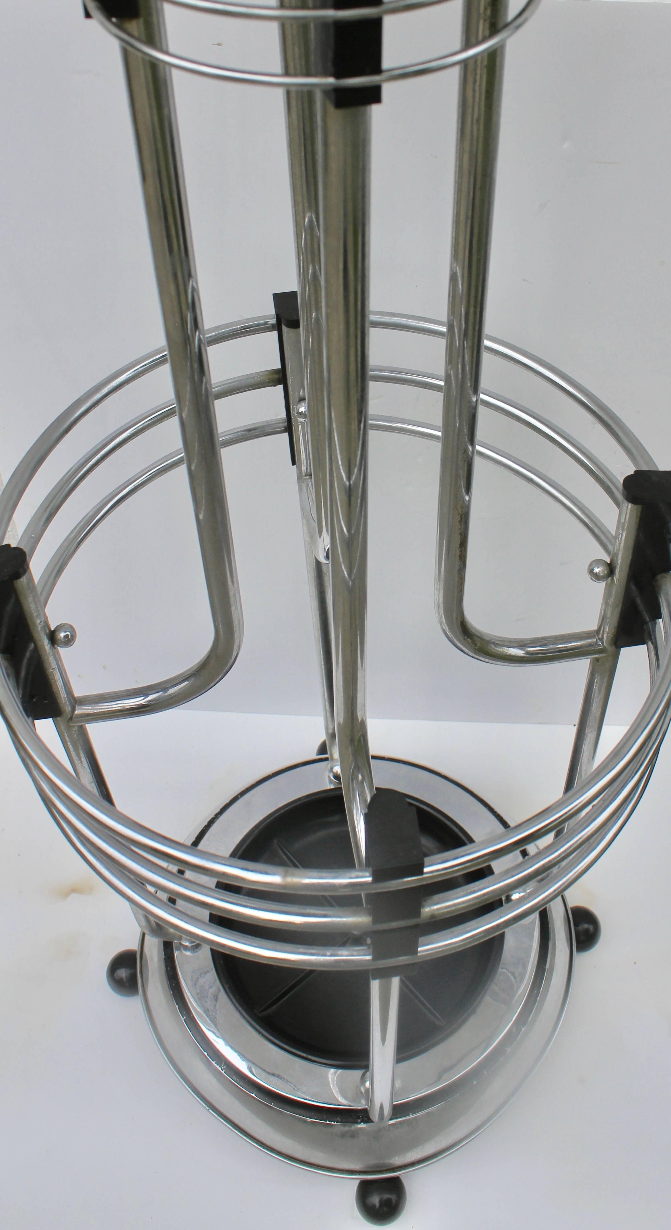 Mid-20th Century Art Deco Umbrella Planter Stand from a Movie Theatre Vintage Chrome and Bakelite
